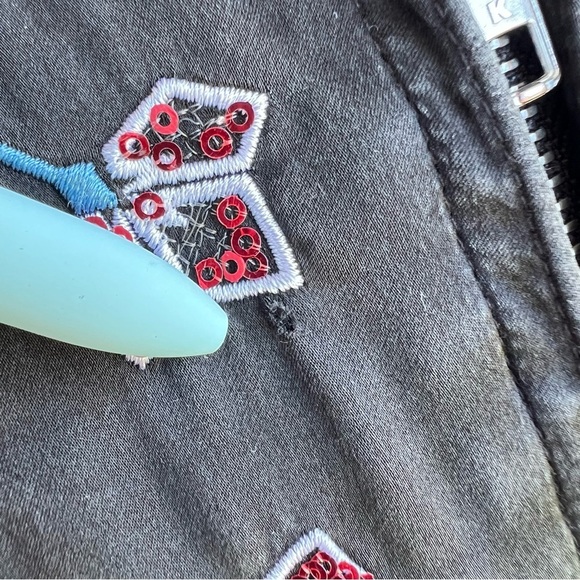 Opening Ceremony Bomber Jacket Embellished Sequin Braided Trim Silk Medium FLAW - Picture 13 of 13